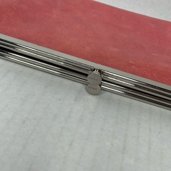 Hobo Lauren peach leather double frame clutch/wallet NWT - Picture 6 of 11